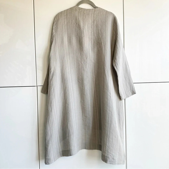 Chalet Linen Button Front Tunic Top Asymmetrical Lagenlook Size Medium Olive - Picture 6 of 9